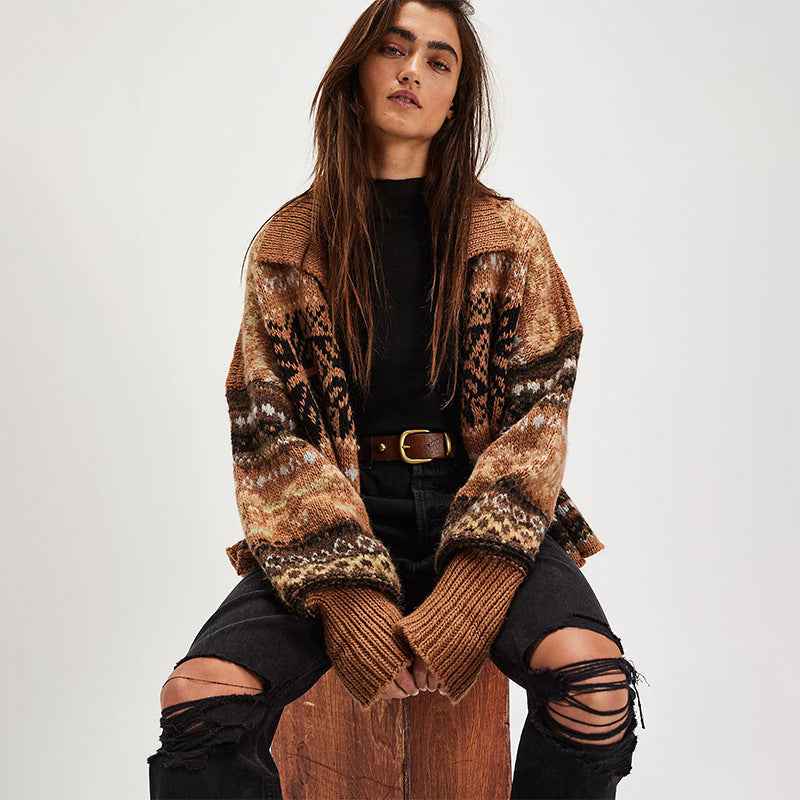 Long Sleeve Loose And Lazy Style Single-breasted Sweater