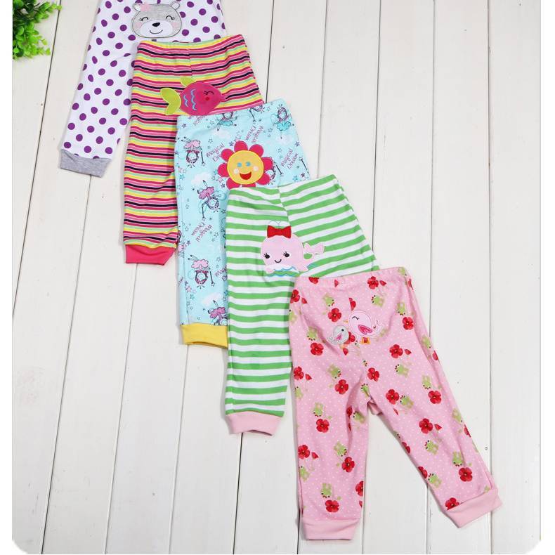 Children's Cartoon Print Leggings 5-Pack - Soft Cotton Pants for Kids