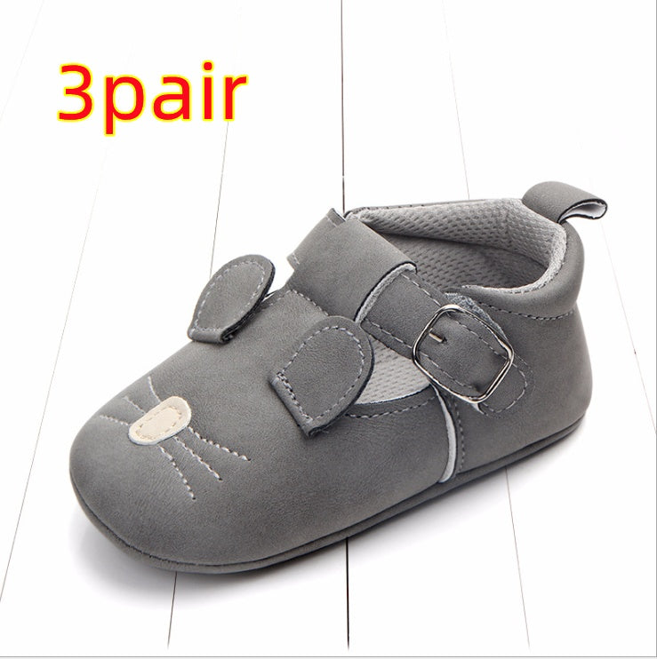 Cartoon Animal Baby Shoes - Soft Non-Slip Leather First Walking Shoes