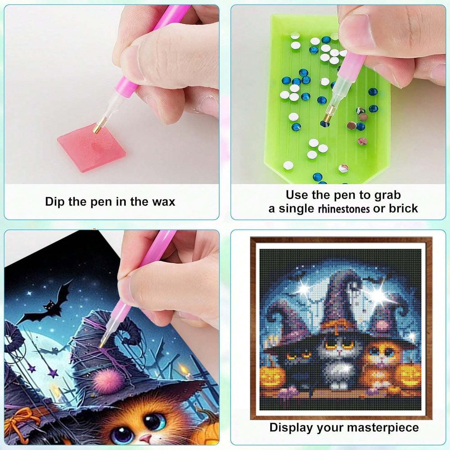 4-Piece Black Cat Diamond Painting Set - 12x12 Inch Full Drill DIY Gem Art for Beginners