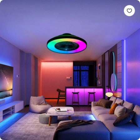 23 Inch Smart Ceiling Fan with LED RGB Lighting - App & Remote Control with Silent DC Motor