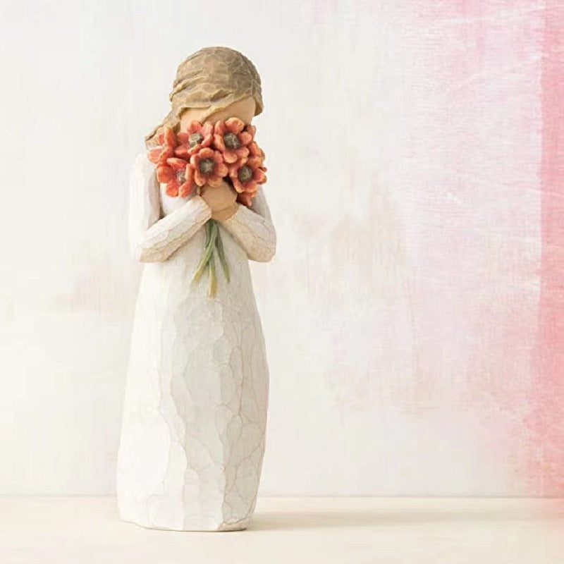 Premium Girl Resin Statue Decoration - Modern Home Ornament Collection