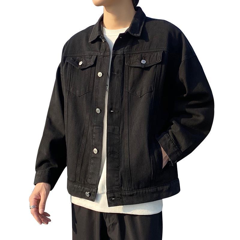 Men's Washed Denim Jacket - Loose Fit with Multiple Pockets