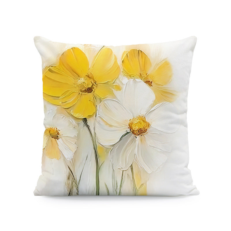 Ink-painting Plum Blossom Yellow Flower Sofa Cushion Cover Without Pillow Core