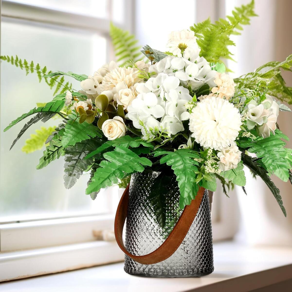 Artificial Fern Leaves Stem Green Cemetery Leaf Picks Wedding Flower Arrangements