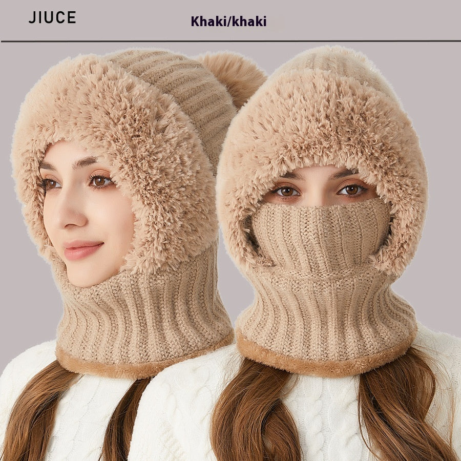 Autumn Winter Color Matching Plush Peaked Cap - Fashion All-Match Warm Hat