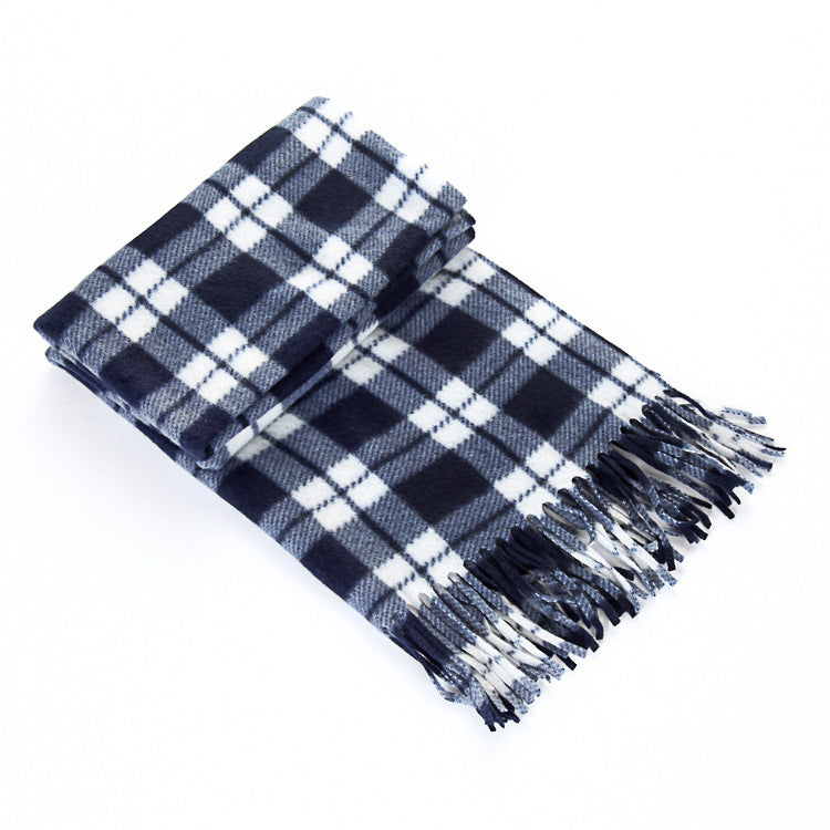 Unisex Black & White Plaid Thermal Scarf - Plus Size Winter Wrap