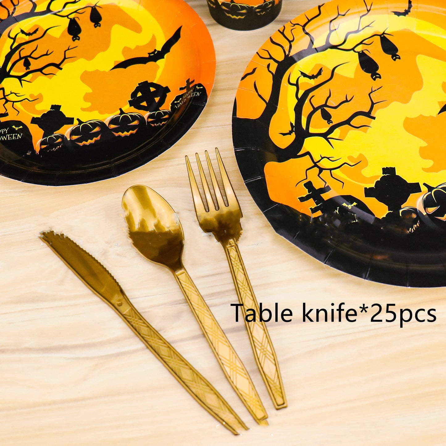 Halloween Party Tableware Set - Paper Cups Plates & Towels