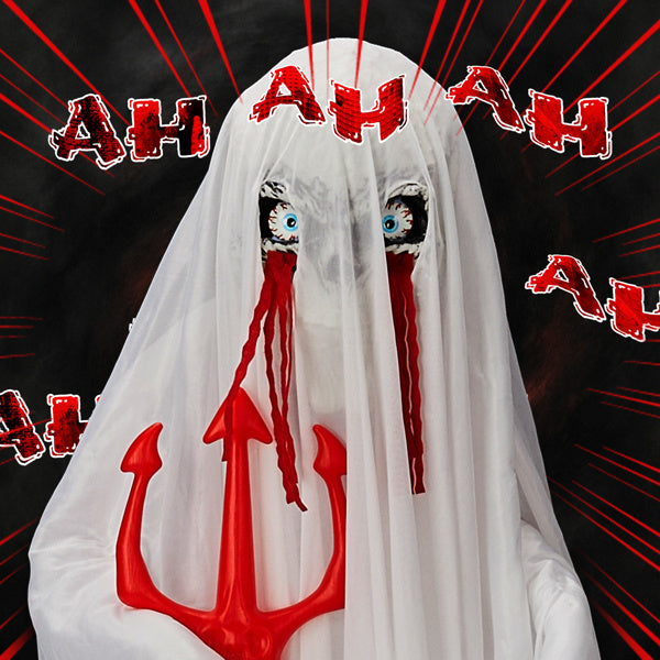 4.3ft Animatronic Ghost with Trident - Sound-Activated Halloween Decoration