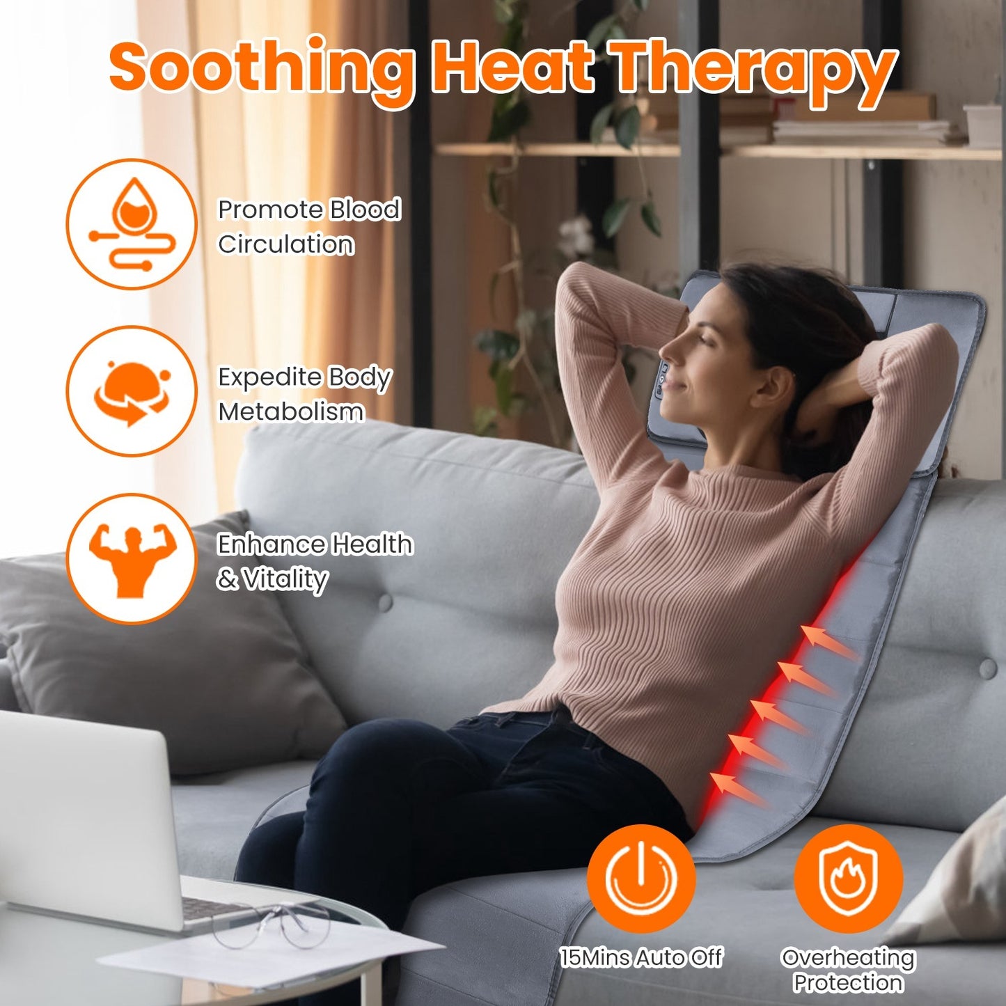 1Pc Full Body Electric Massage Mat With Heat Vibration Massage Pad Cushion Back Massage Mattress Chair Pad With Neck Massage Pillow With 10 Vibration Motors Timer Fedex Shipping
