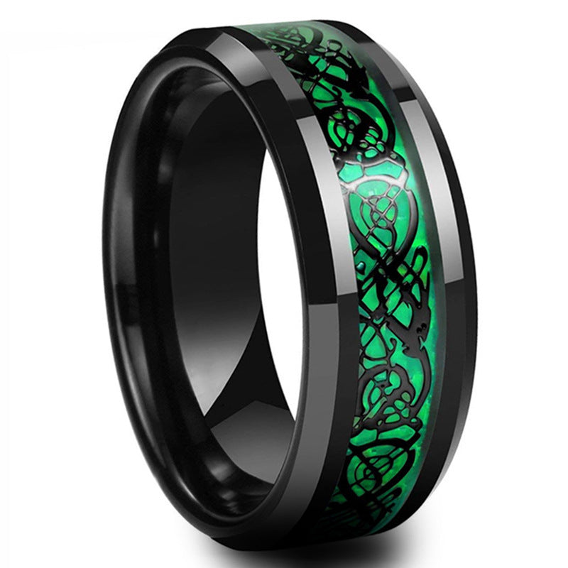 Stainless Steel Dragon Pattern Ring - Bold Statement Ring