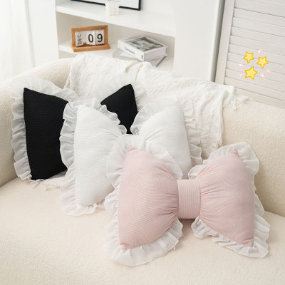 Sweet Cute Butterfly-shaped Waist Pillow Office Bedroom Sofa Home Pillow Four Seasons Universal Pillow Lace Side Cushion