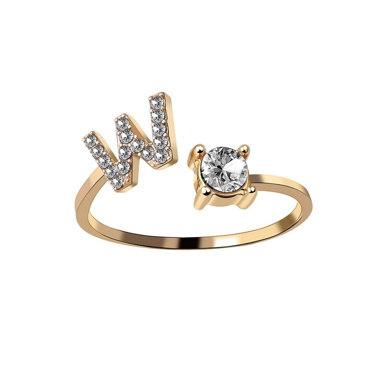 Adjustable Initial Letter Ring - Personalized Alphabet Jewelry