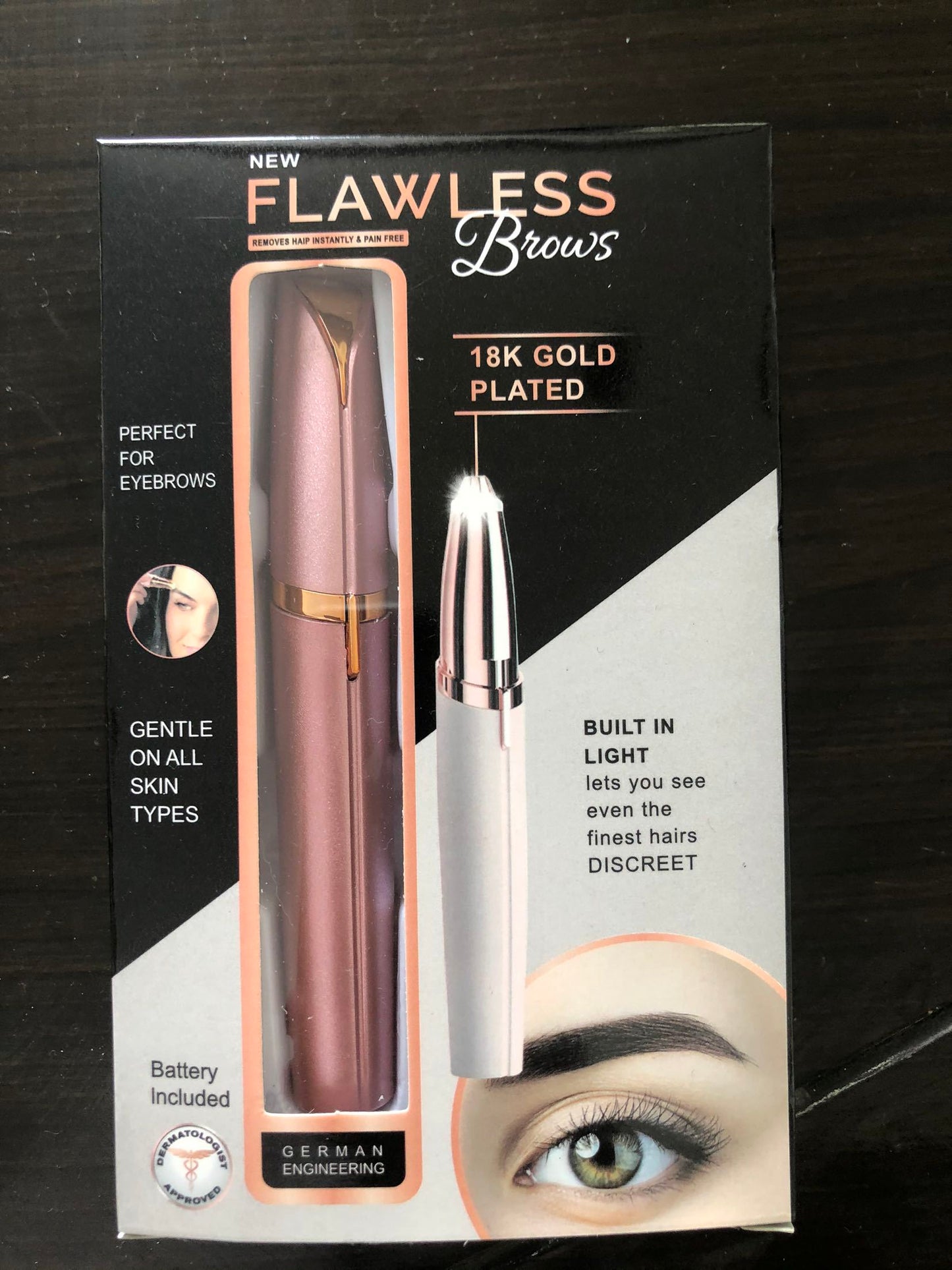 Mini Electric Eyebrow Trimmer - LED Light Painless Hair Remover Lipstick Size