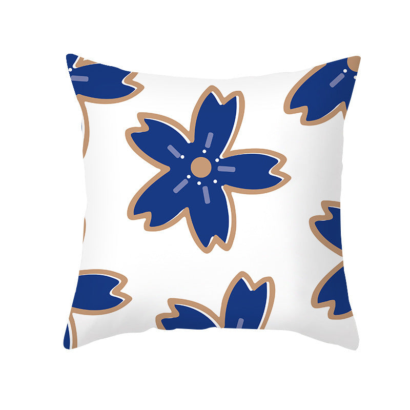 Ins Blue Abstract Super Soft Printing Pillowcase - Retro Art Sofa Cushion for Modern Home