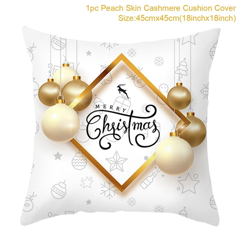 Christmas Printed Throw Pillow Cushion Cover - Festive Linen Holiday Decoration for Home