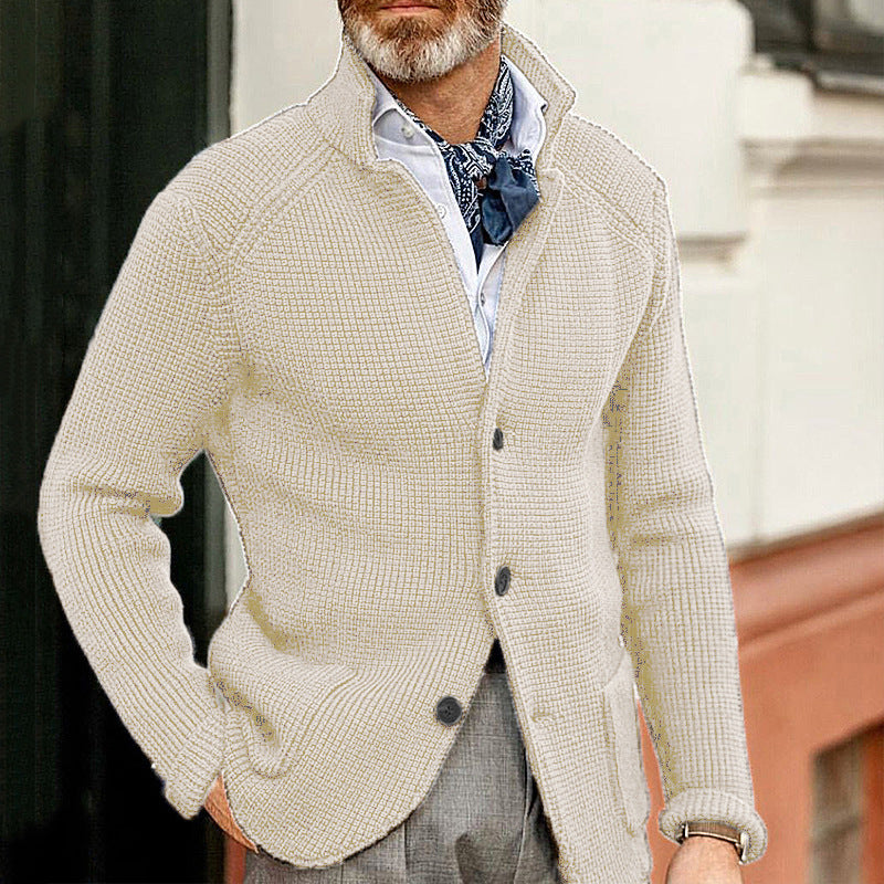 Men's Stand Up Collar Cardigan - Knitted Jacket with Modern Style