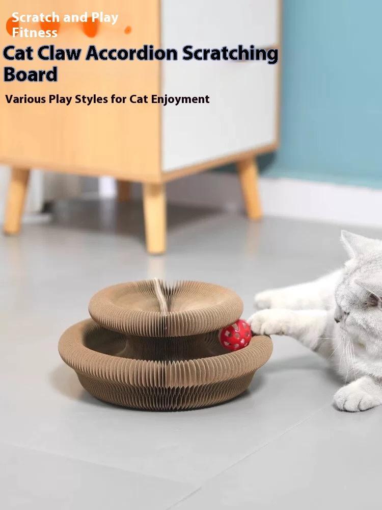 Cat Curl Scratching Board - Foldable Corrugated Cardboard Magic Organ Interactive Toy