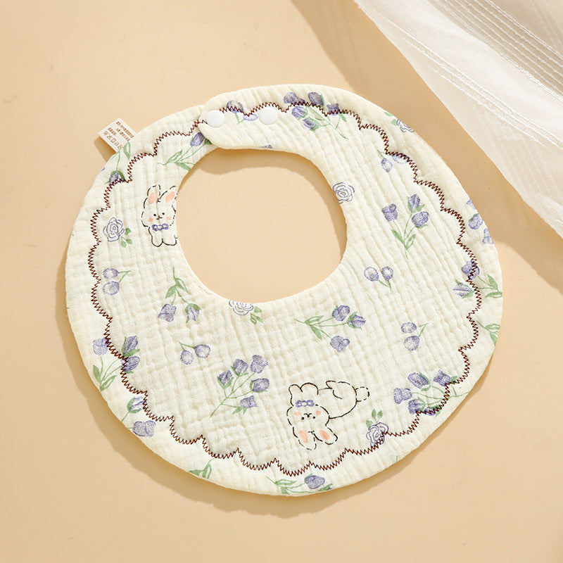 Baby Bib Set - 6-Layer Cotton Anti-Spill Round Bibs