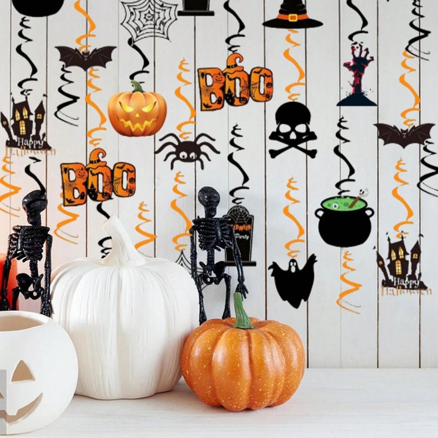 Halloween Hanging Swirl Decorations - 36 Pcs Spooky Ceiling Decor Set