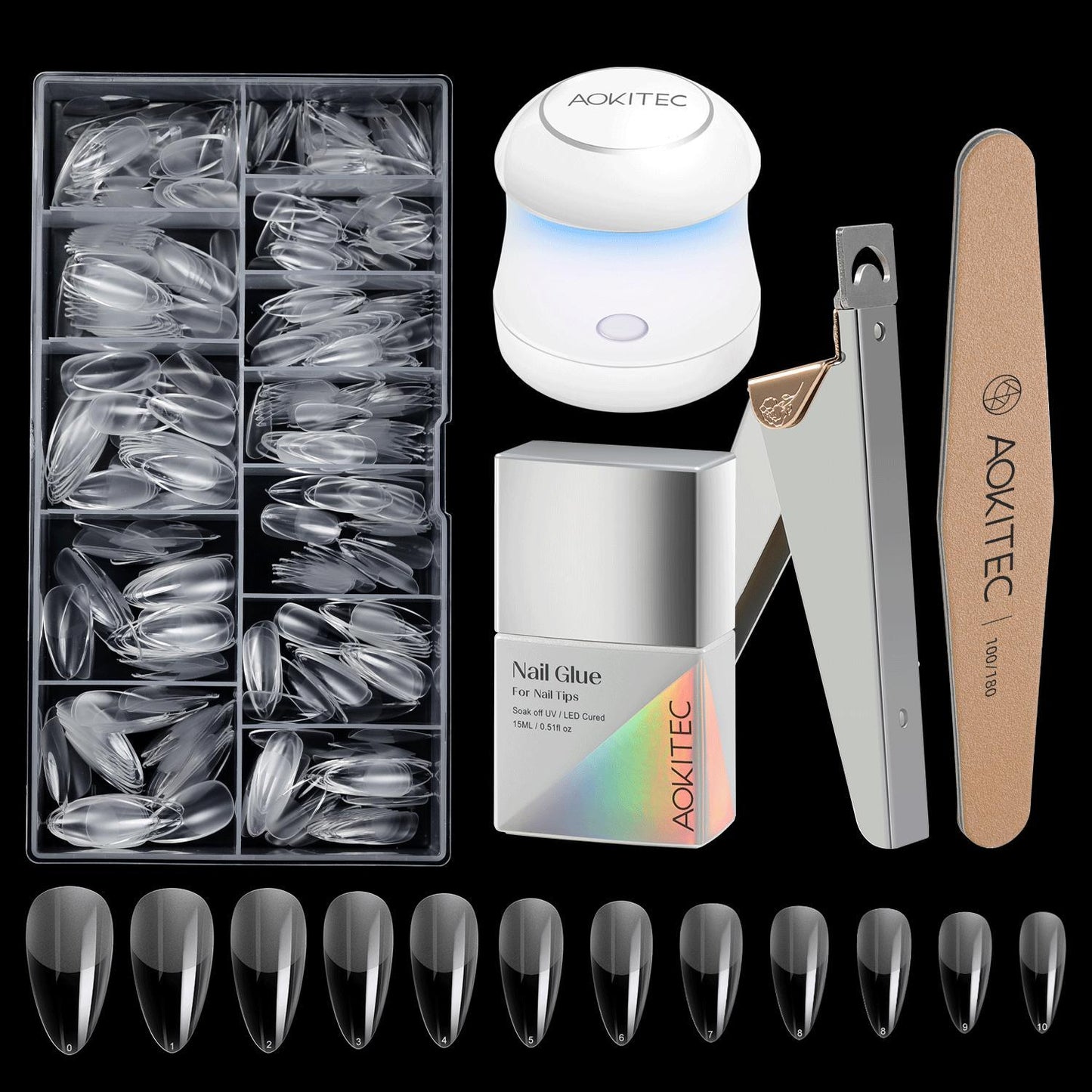 504-piece Full-coverage Nail Patch Set With 4-in-1 Nail Glue And Gel For Nail Extension Salons