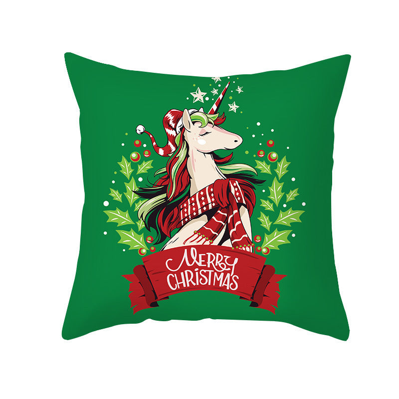 Cartoon Santa Claus Series Peach Skin Sofa Cushion Cover - Fun Christmas Holiday Decoration