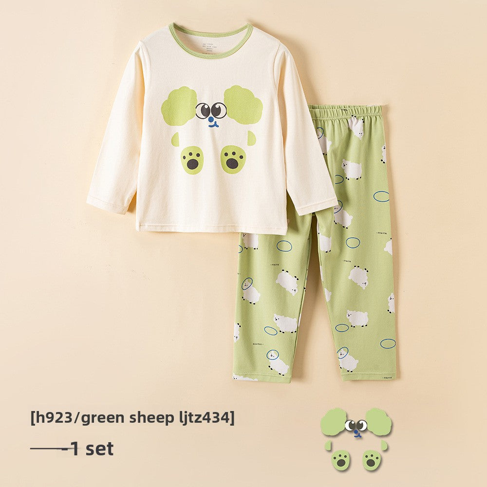 Children's Cotton Pajamas Set - Antibacterial Long Sleeve Sleepwear