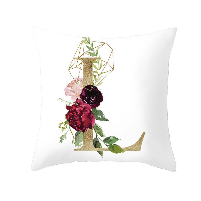 Nordic Style Pillowcase Geometric Golden Letter Pillowcase Peach Skin Sofa Cushion Household Goods