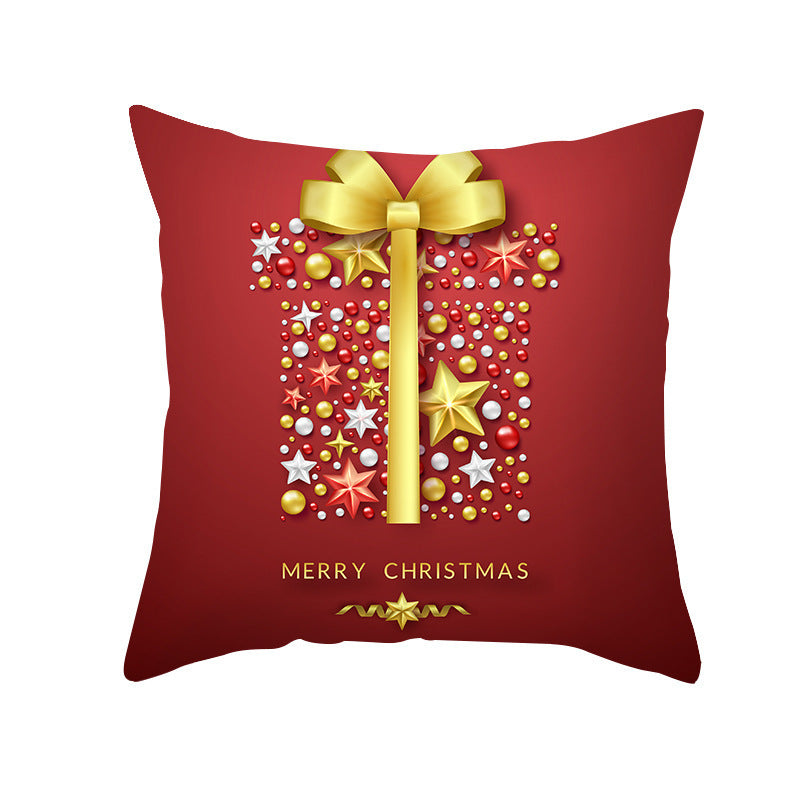 Cartoon Santa Claus Series Peach Skin Sofa Cushion Cover - Fun Christmas Holiday Decoration