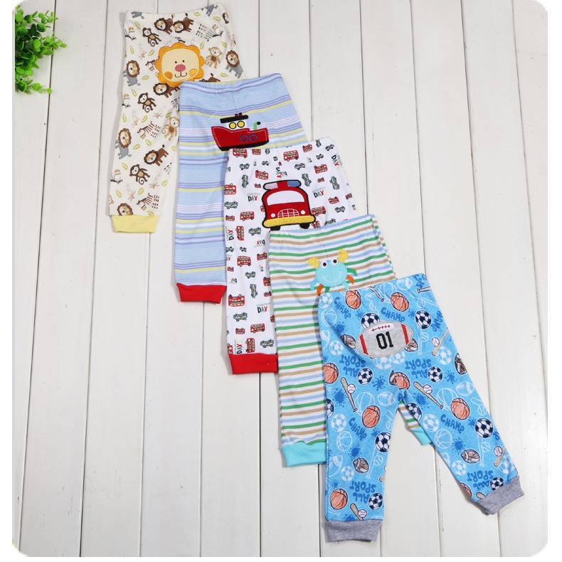Children's Cartoon Print Leggings 5-Pack - Soft Cotton Pants for Kids