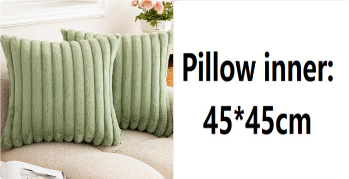 Rabbit Fur Solid Color Vertical Bar Plush Square Cushion Cover