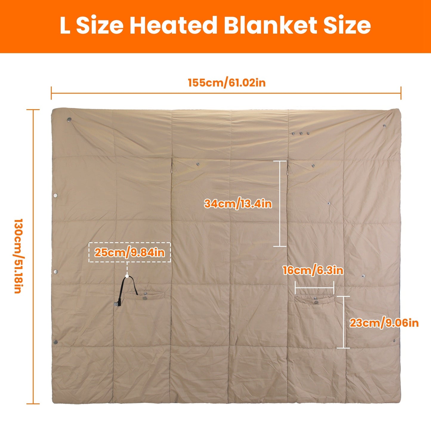 USB Heated Blanket - Electric Heated Poncho Shawl with 3 Heating Levels & 6 Zones