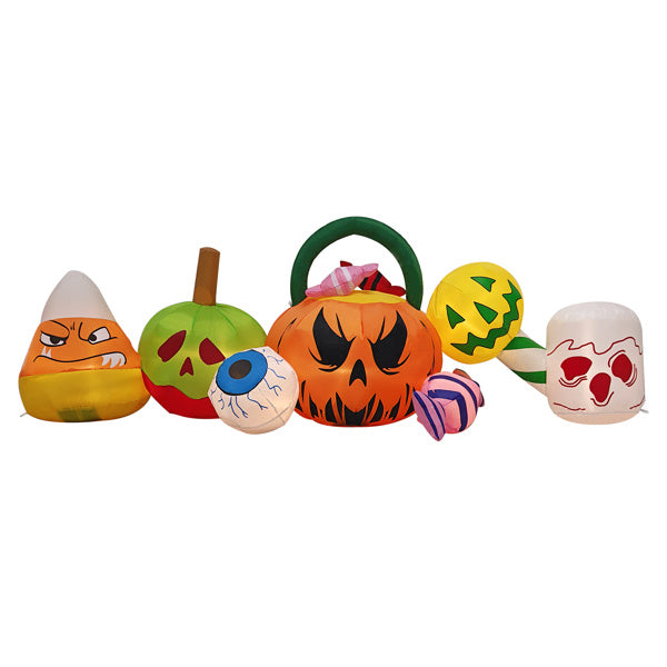 8ft Halloween Inflatables - Pumpkins Eyeball Candy with Built-in LEDs