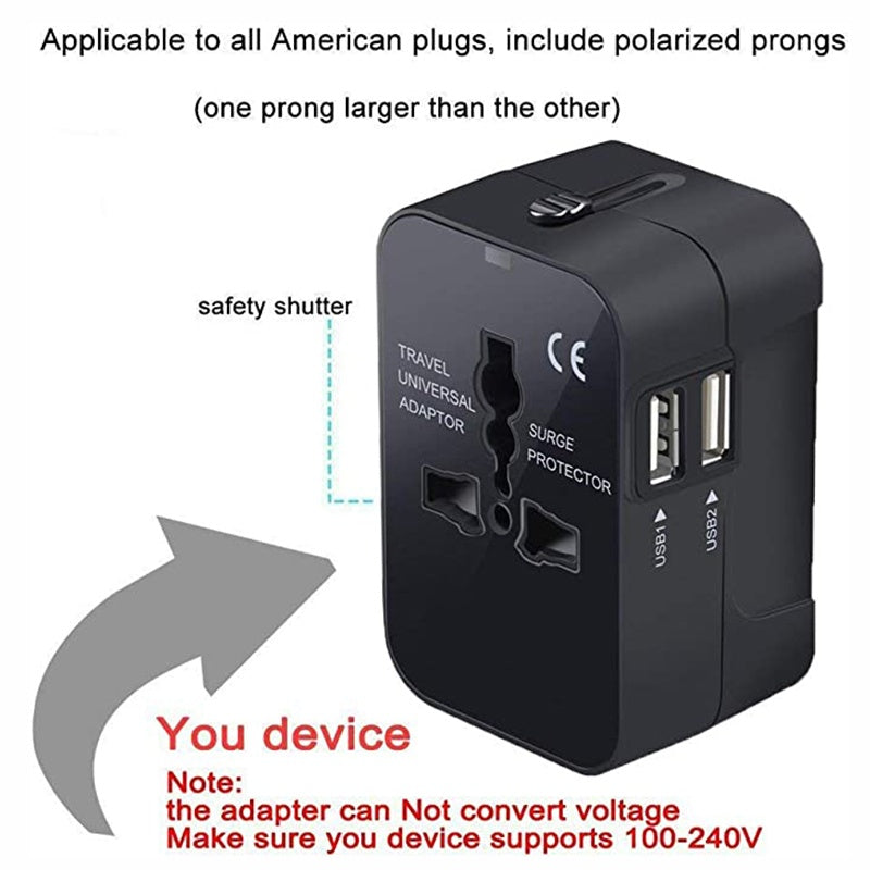 Universal Travel Adapter with USB-C - All-in-One Worldwide Charger