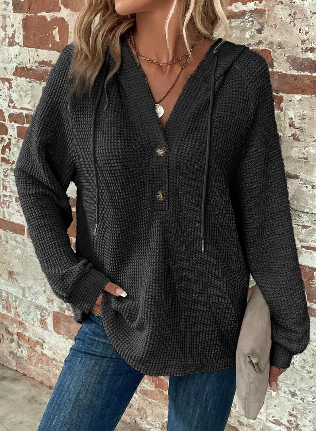 Women's V-Neck Long Sleeve Pullover Sweater - Casual Sports Style