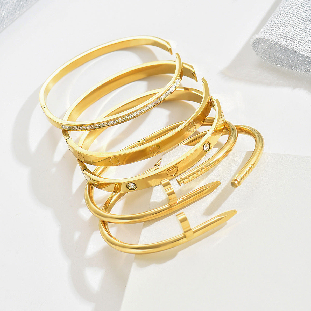 Stainless Steel Gold Bracelet - Love Nail Design