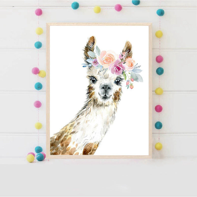 Modern Animal Alpaca Ins Print Poster - Trendy Bedroom Decor Wall Art for Contemporary Home