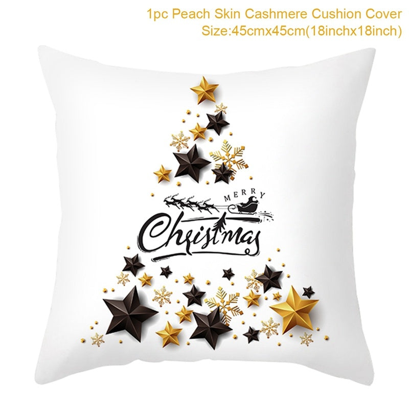 Christmas Printed Throw Pillow Cushion Cover - Festive Linen Holiday Decoration for Home