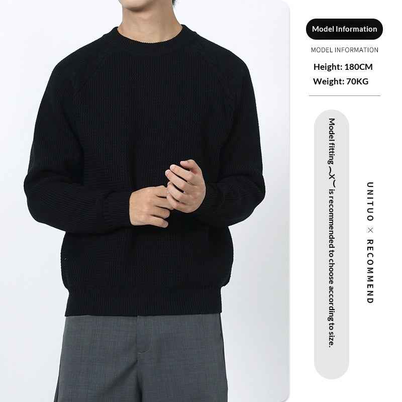 Men's Round Neck Sweater With A Light Luxury And High-end Casual Feel