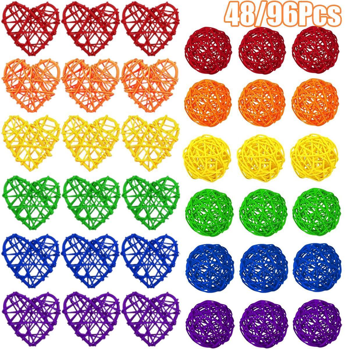 48Pcs Colorful Wicker Rattan Balls
