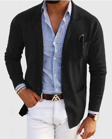 Men's Spring Leisure Printed Double Button Suit Jacket - Casual Business Blazer