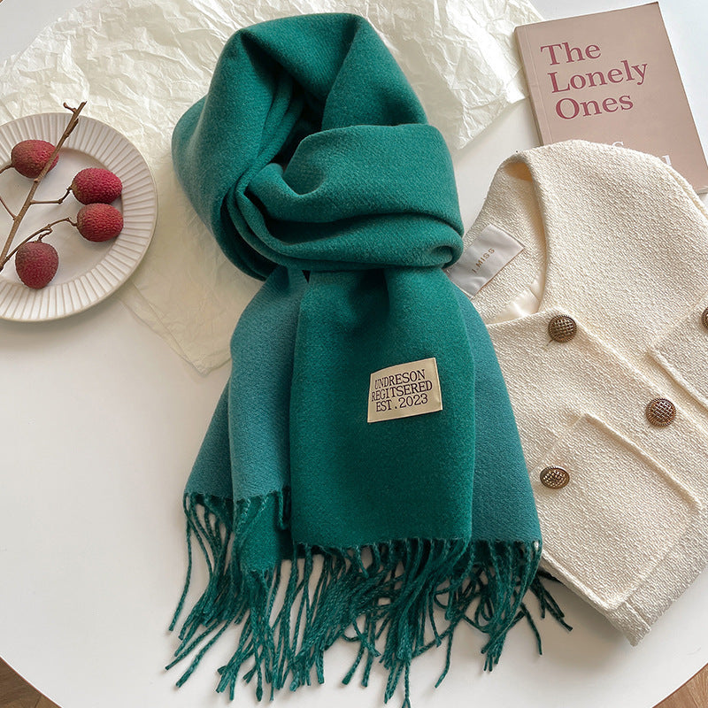 Double-Sided Artificial Cashmere Scarf - Women's Winter Warm Couple Scarf