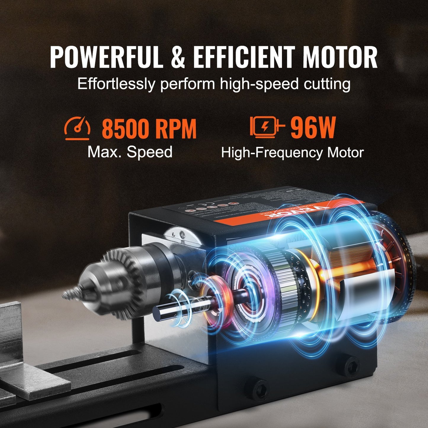 Mini Lathe Machine, 2.76 In X 6.3 In, 24VDC 96W Mini Wood Lathe Tools Milling Machine Accessories,