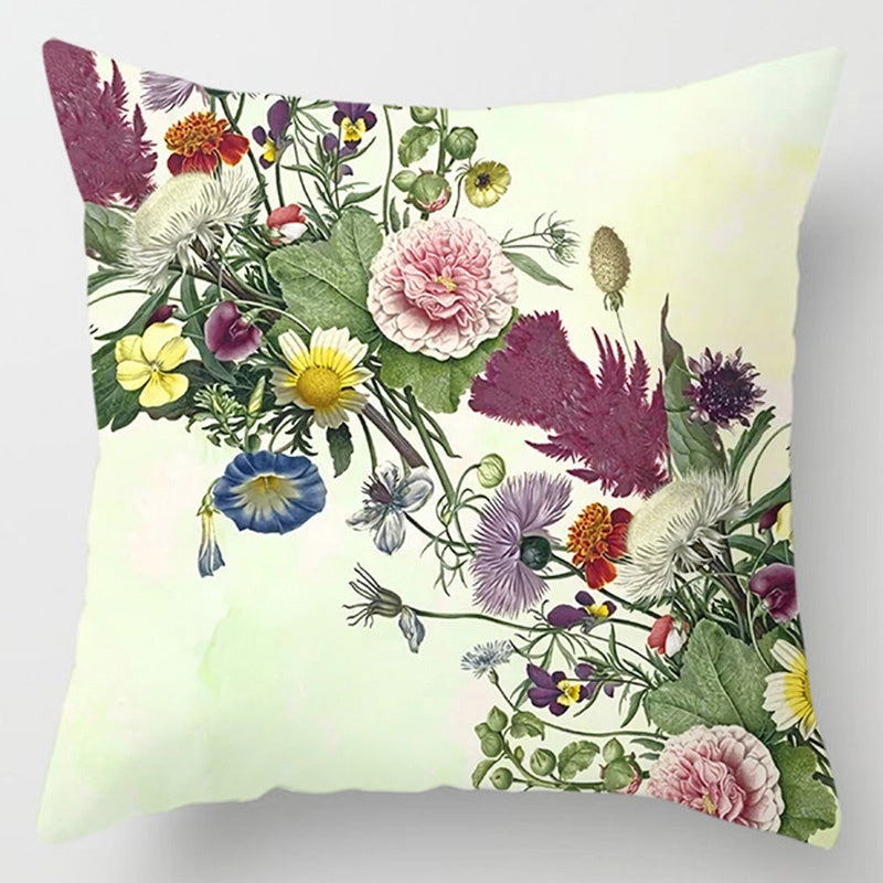 Floral Plant Pattern Cushion Cover - Botanical Bedroom Decor Throw Pillow Case