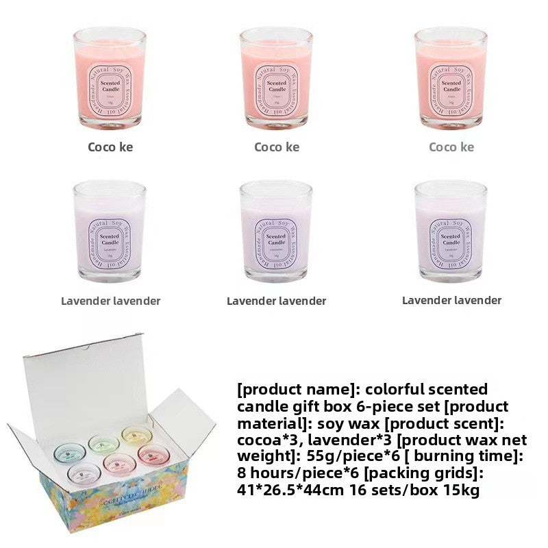 Dopamine Scented Candle Gift Set - 6-Piece Colorful Soy Wax Collection