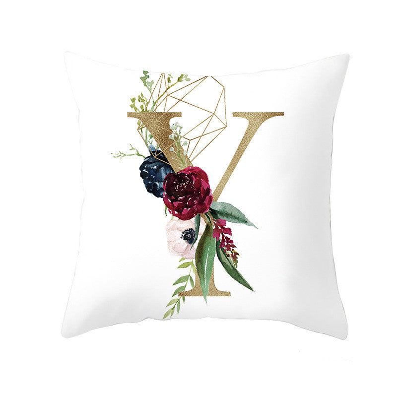 Nordic Style Pillowcase Geometric Golden Letter Pillowcase Peach Skin Sofa Cushion Household Goods