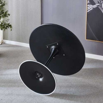42.1 Black Tulip Table Mid-century Dining Table For 4-6 People With Round Mdf Table Top, Pedestal Dining Table, End Table Leisure Coffee Table