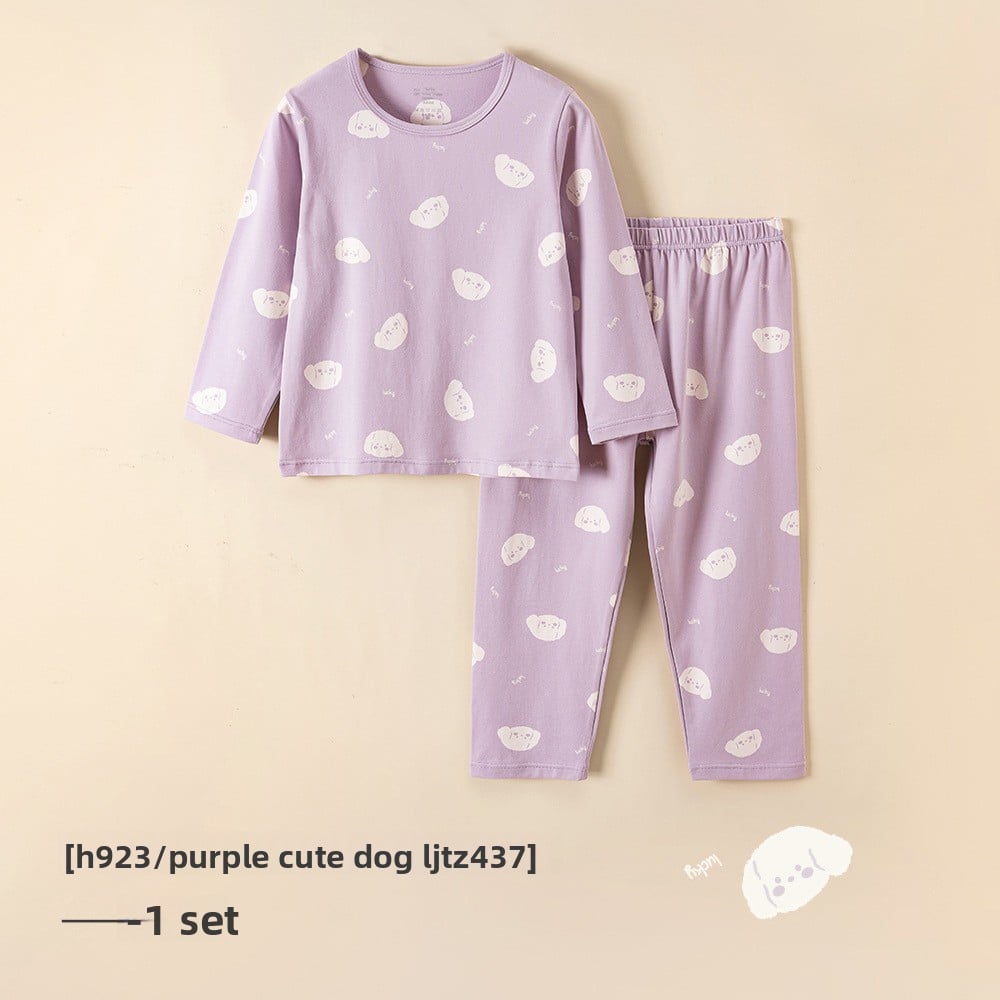 Children's Cotton Pajamas Set - Antibacterial Long Sleeve Sleepwear