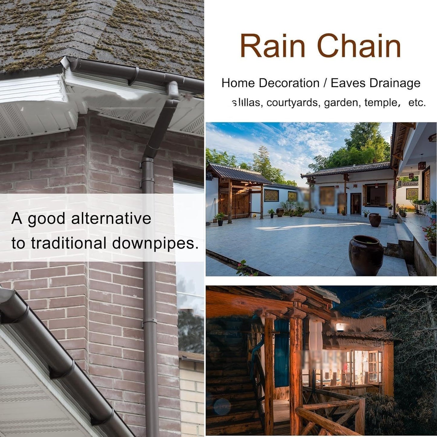 Premium Outdoor Rain Chain Pendant - Decorative Home Garden Accent
