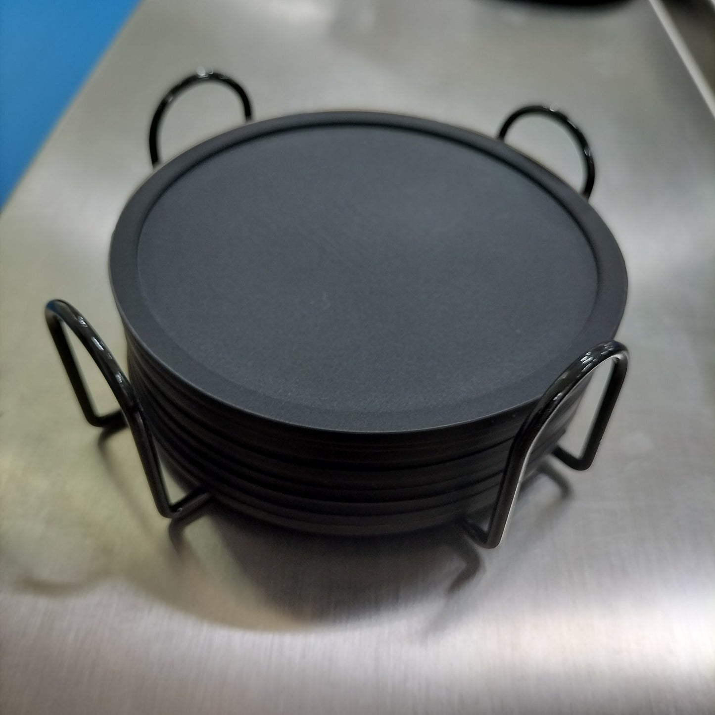 Premium Round Silicone Coasters - 10cm Black Non-Slip Set